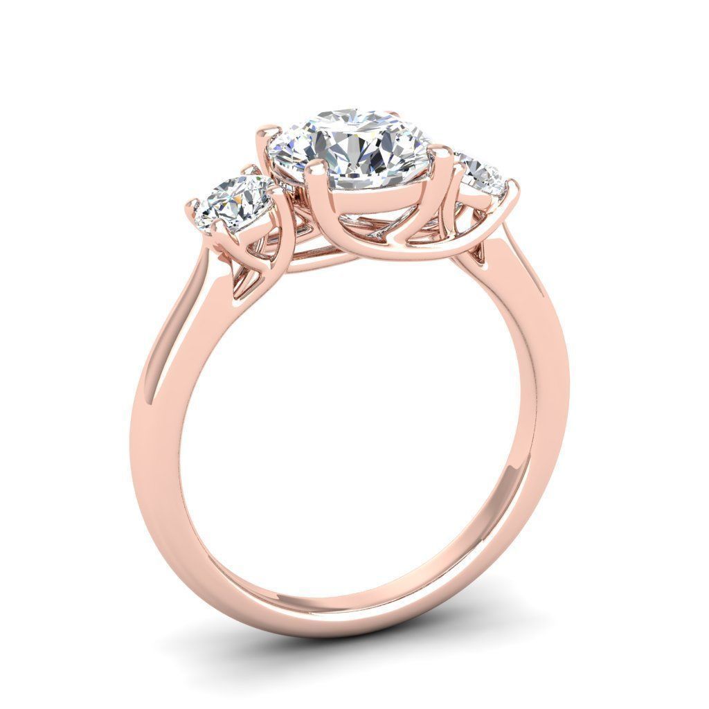 Engagement ring Kelly round 3D print model_25