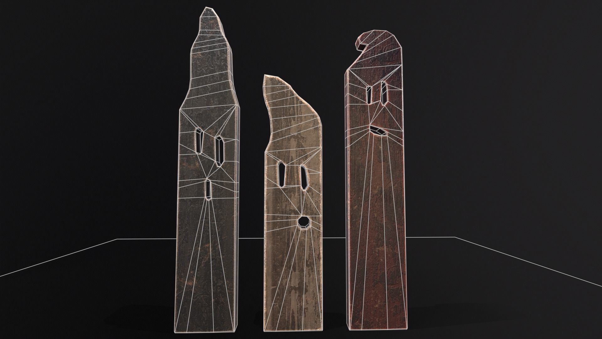 Spooky Ghost Planks Halloween Decoration  Low-poly 3D model_5