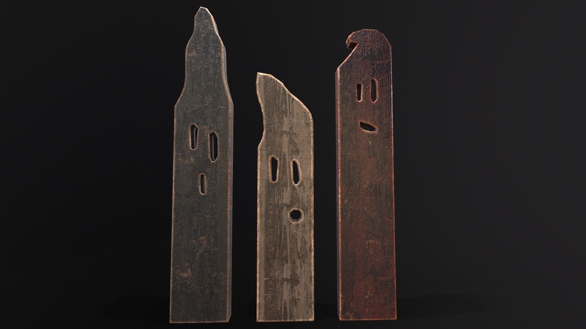 Spooky Ghost Planks Halloween Decoration  Low-poly 3D model_4