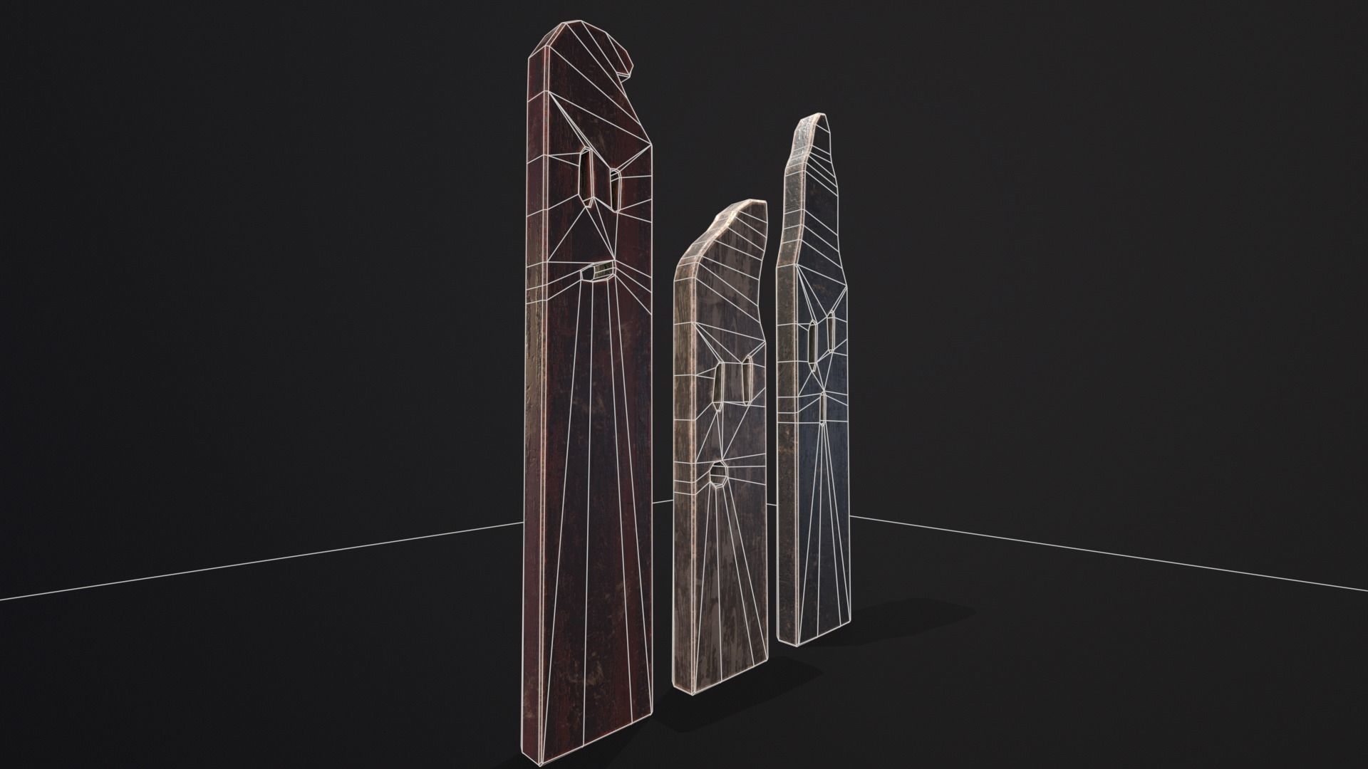 Spooky Ghost Planks Halloween Decoration  Low-poly 3D model_13