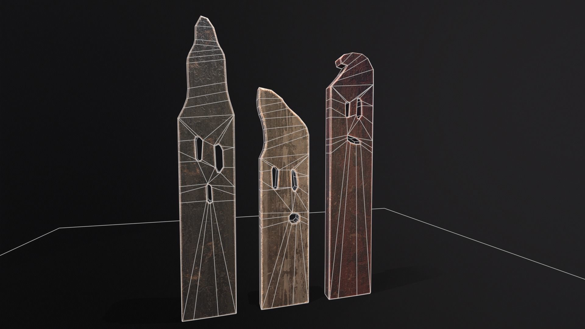 Spooky Ghost Planks Halloween Decoration  Low-poly 3D model_3