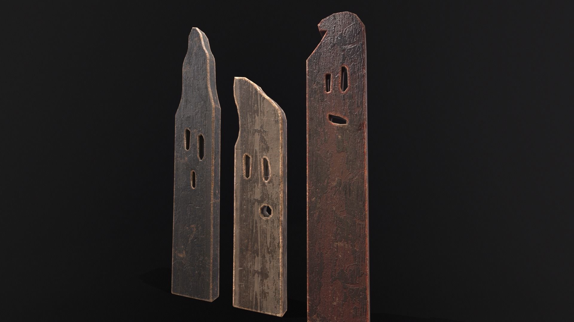 Spooky Ghost Planks Halloween Decoration  Low-poly 3D model_6