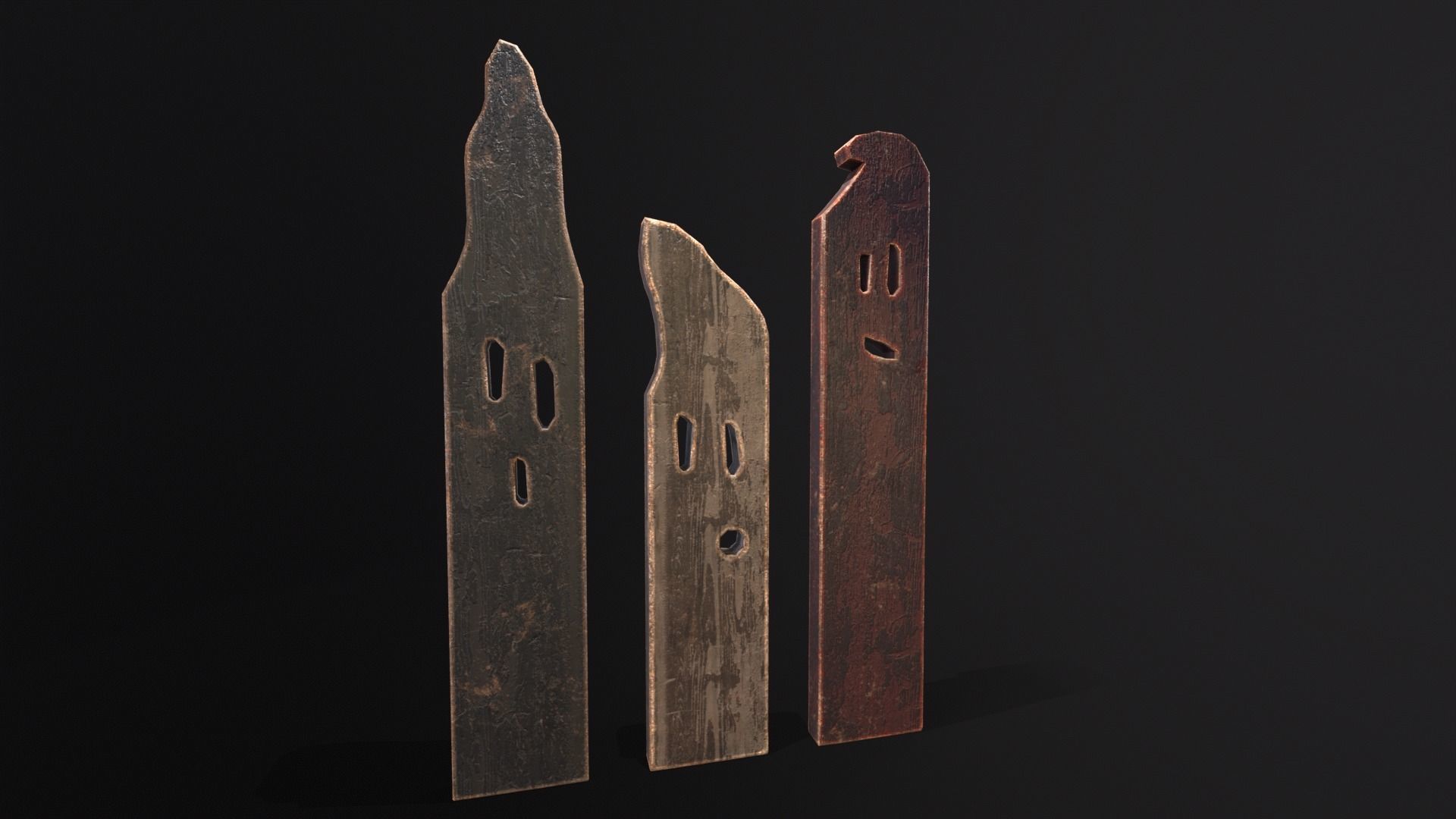 Spooky Ghost Planks Halloween Decoration  Low-poly 3D model_2