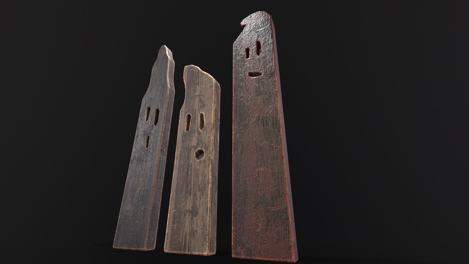Spooky Ghost Planks Halloween Decoration  Low-poly 3D model_8