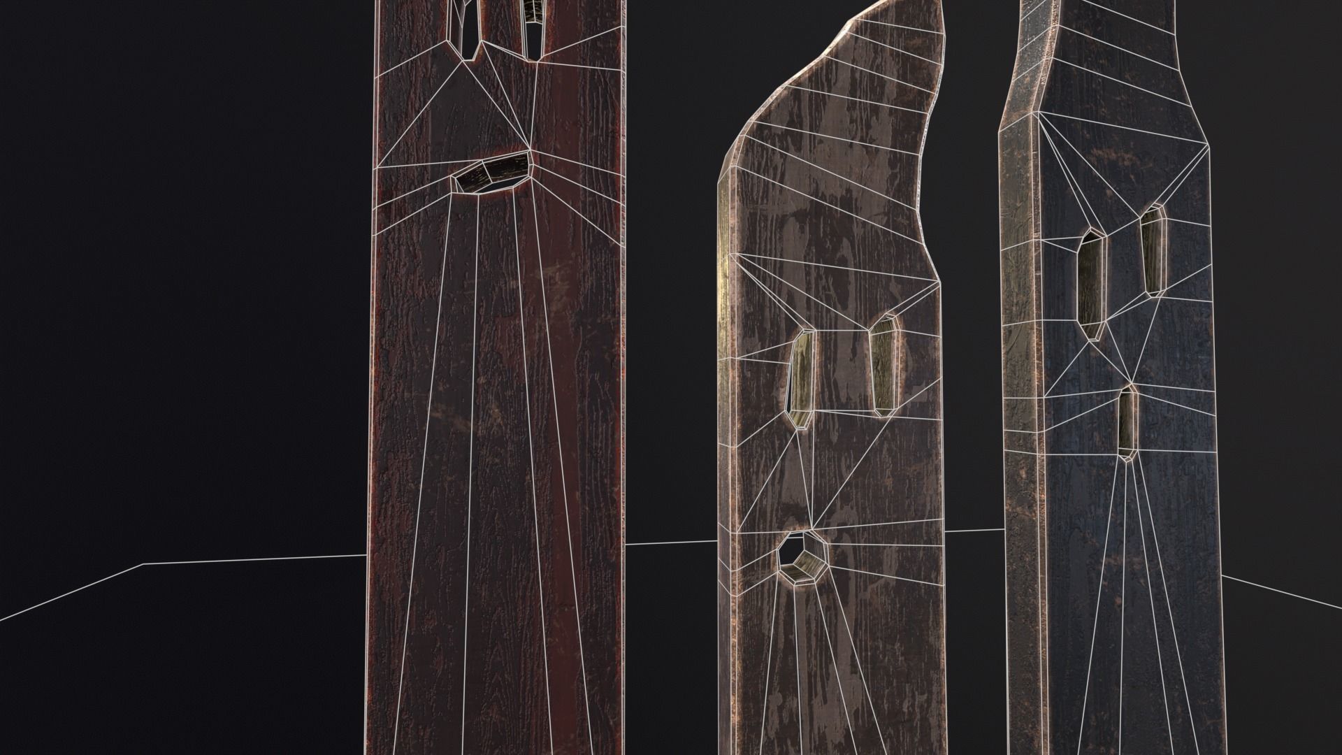 Spooky Ghost Planks Halloween Decoration  Low-poly 3D model_15