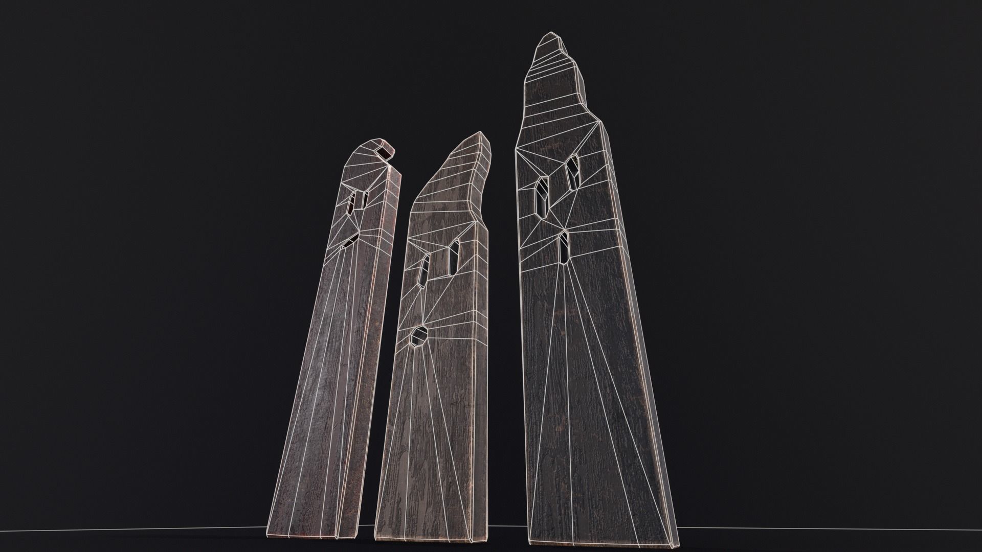 Spooky Ghost Planks Halloween Decoration  Low-poly 3D model_17