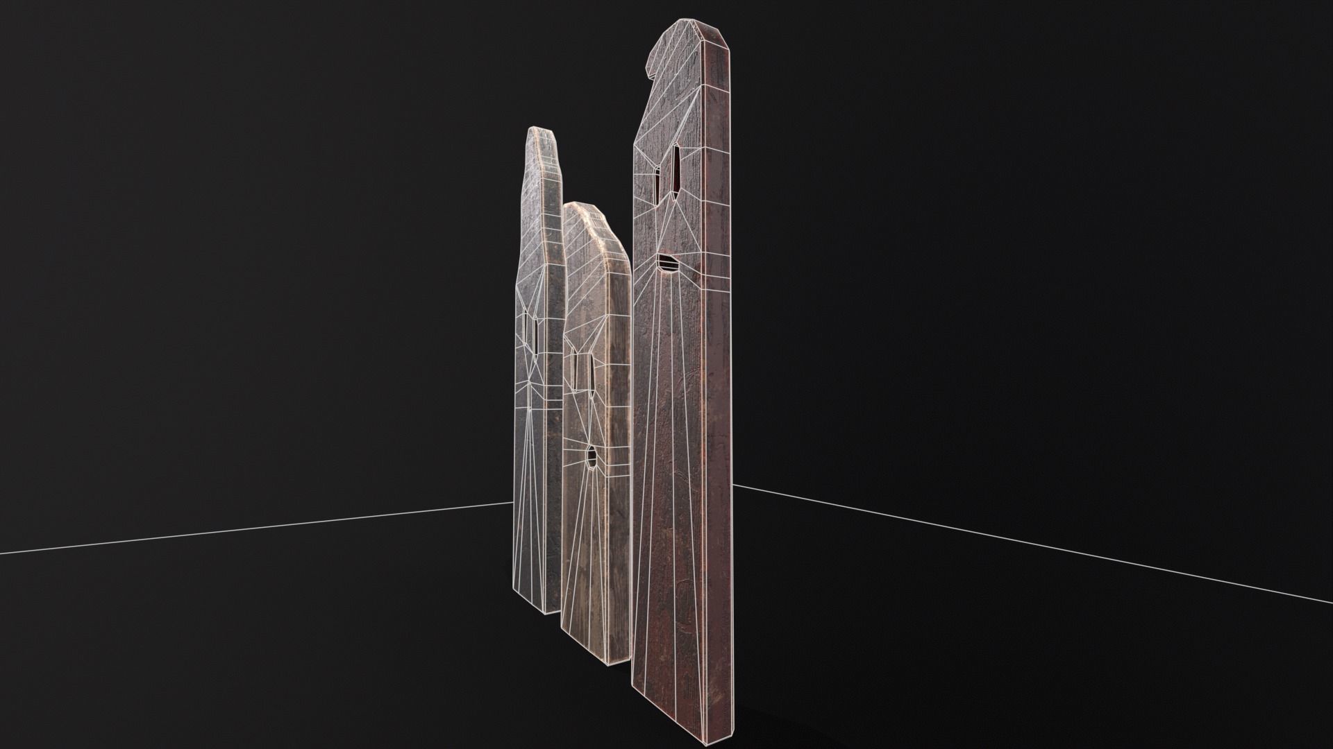 Spooky Ghost Planks Halloween Decoration  Low-poly 3D model_11