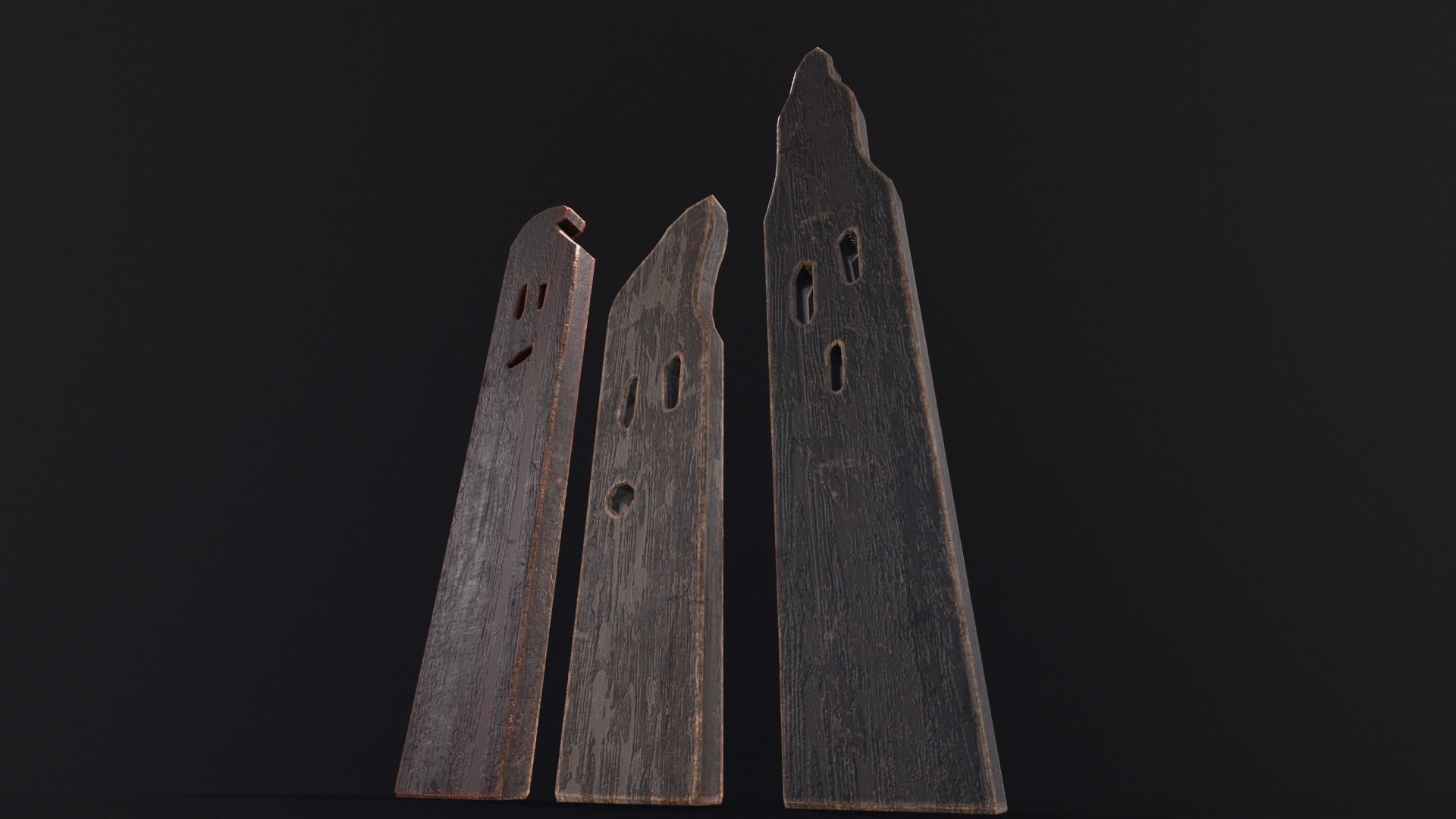 Spooky Ghost Planks Halloween Decoration  Low-poly 3D model_16