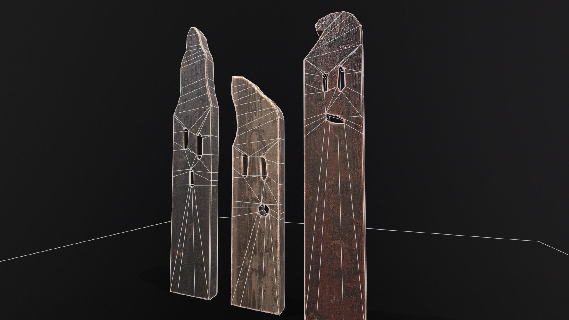 Spooky Ghost Planks Halloween Decoration  Low-poly 3D model_7