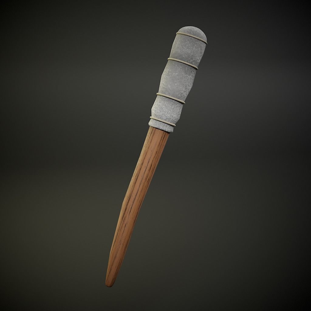 Medieval Style Torch Low-poly 3D model_1