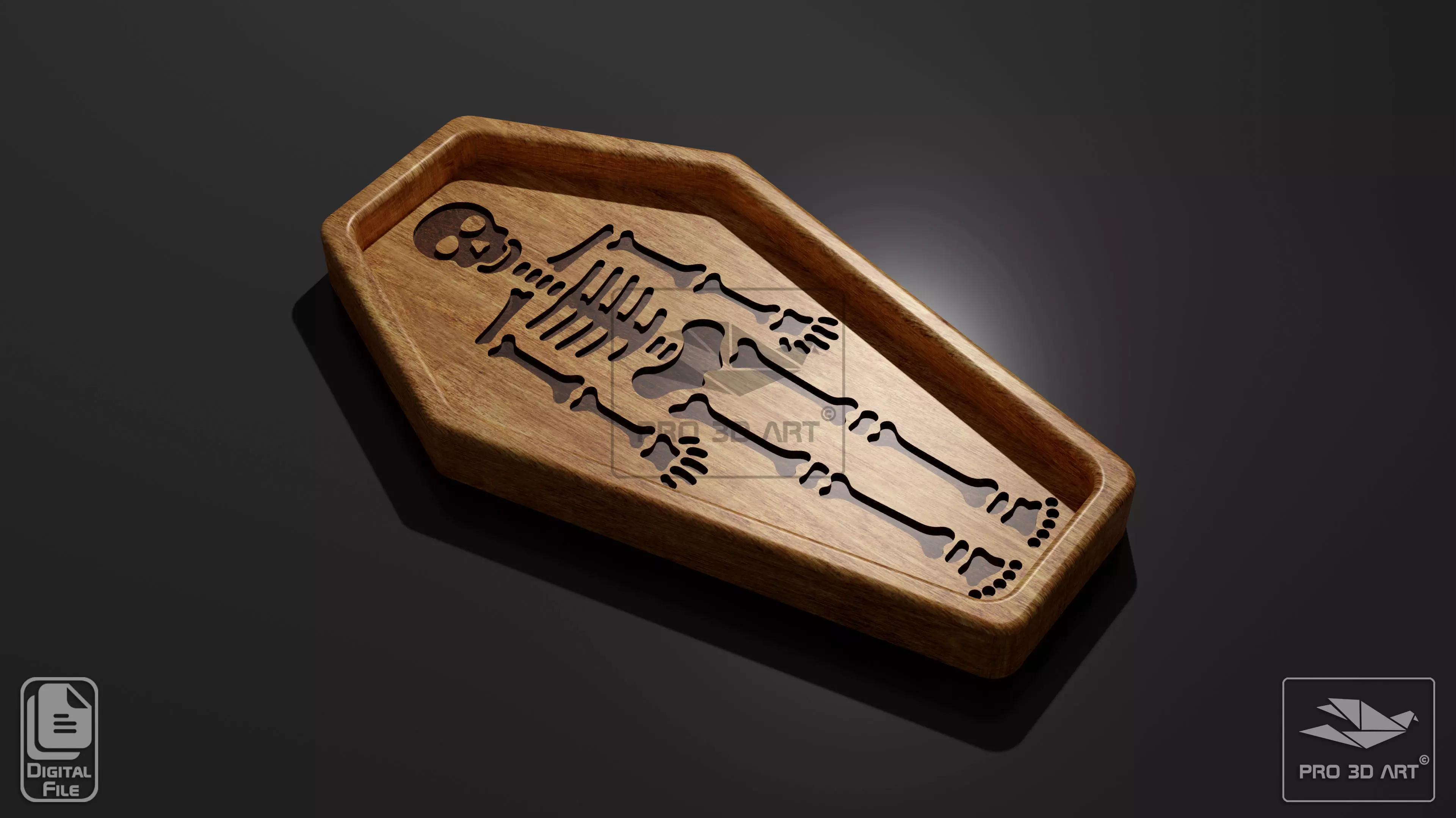 Halloween Coffin Tray - CNC Files for Wood 3D model_0