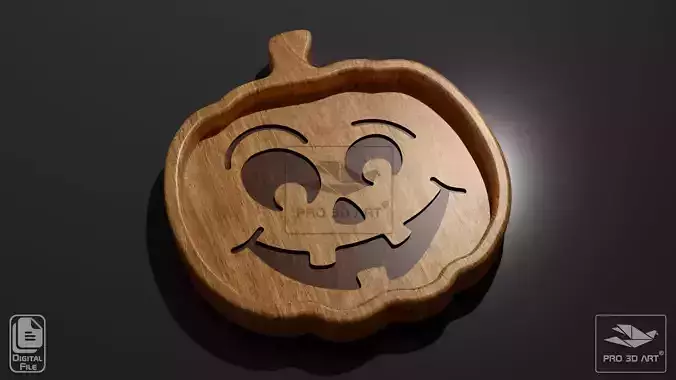 Pumpkin Tray V4 - CNC Files for Wood 3D model