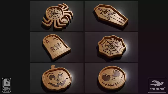 Halloween Trays Pack 2 - CNC Files for Wood