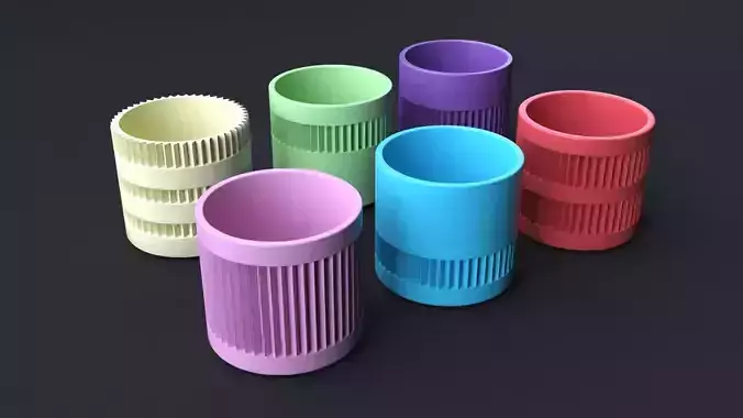 6-Piece 3D Printed Flower Pot Ensemble 3D print model
