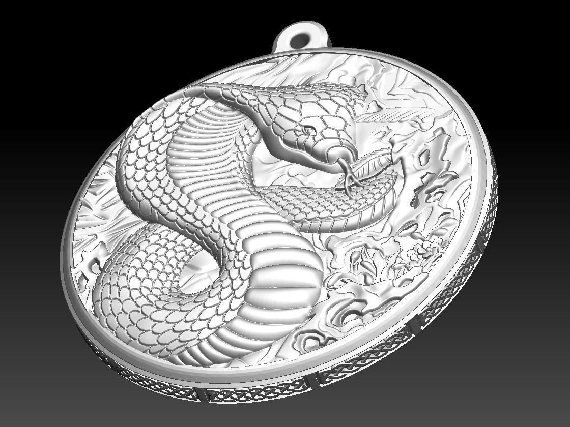 HM Cobra Snake Keychain 01 3D print model_2