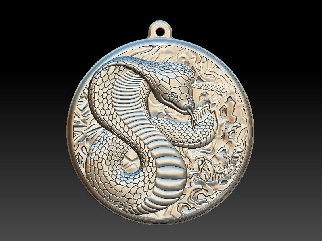HM Cobra Snake Keychain 01 3D print model_1
