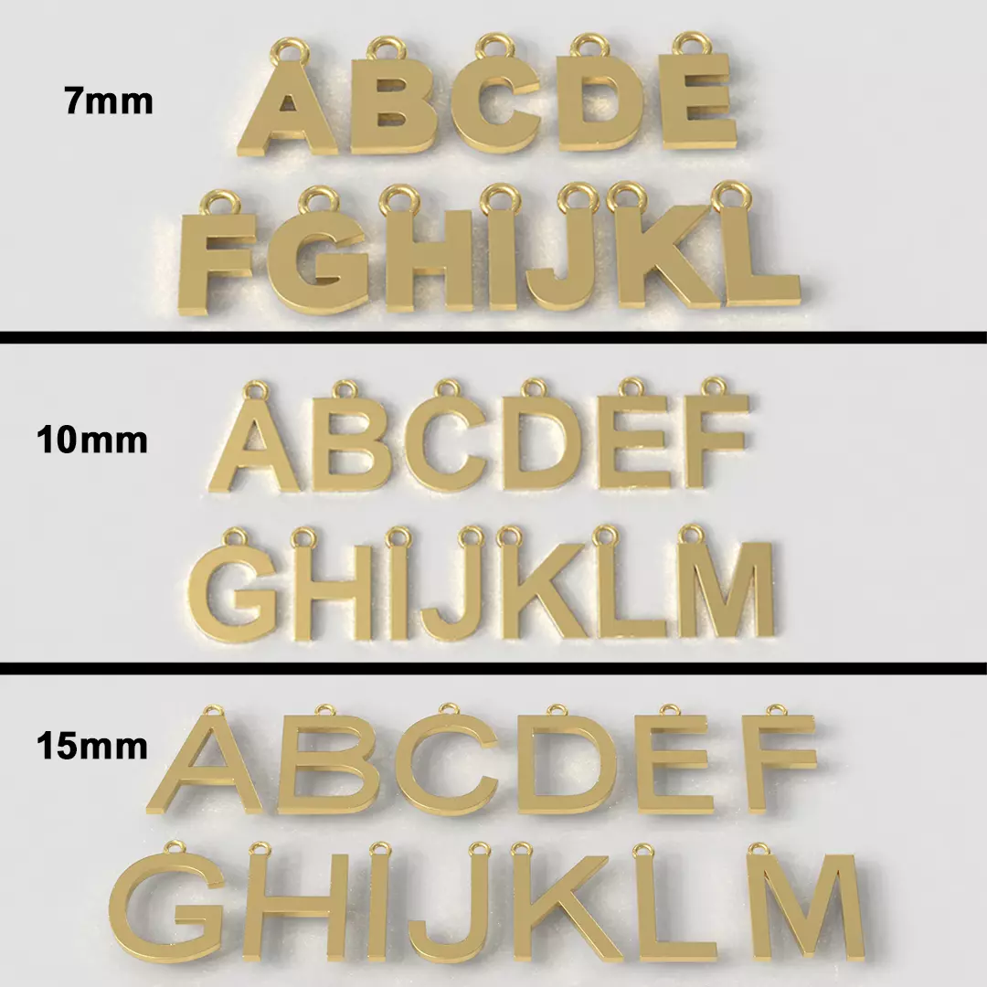 3 Sizes - Alphabet Pendants - No diamonds 3D Model Pack