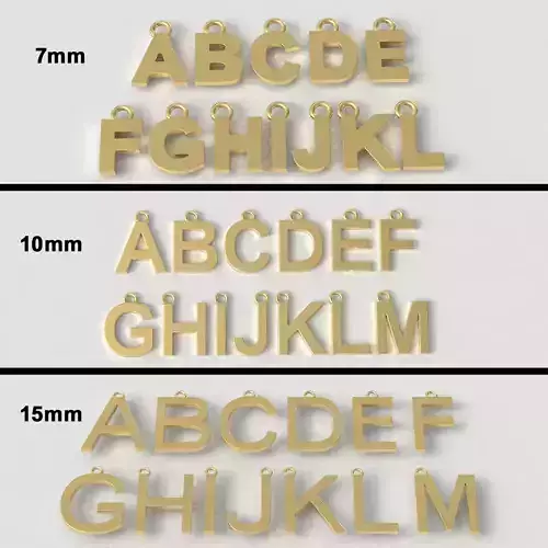 3 Sizes - Alphabet Pendants - No diamonds 3D Model Collection