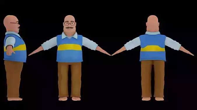 Old Bald Man Low-poly 3D model