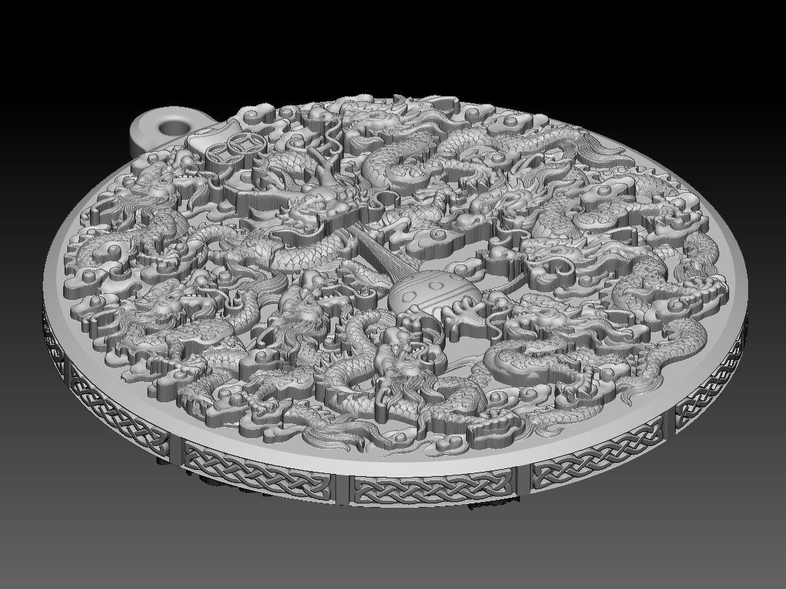 HM Asian Nine Dragons Keychain 3D print model_15