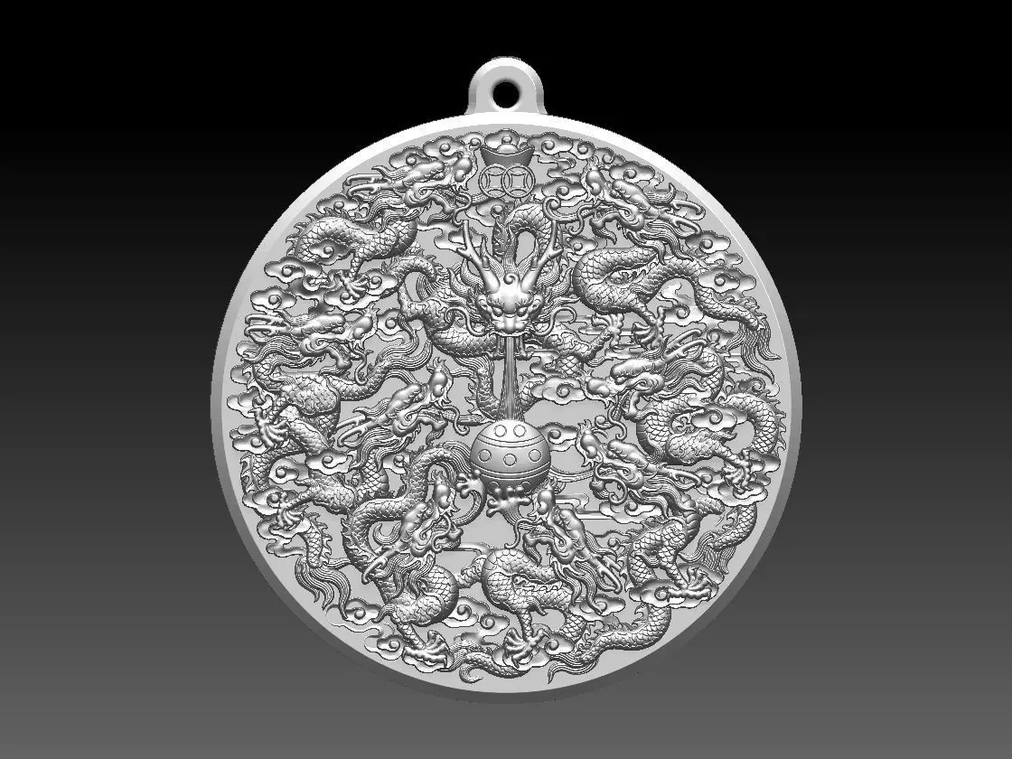 HM Asian Nine Dragons Keychain 3D print model_0