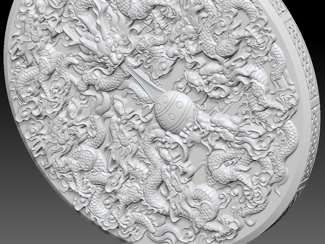 HM Asian Nine Dragons Keychain 3D print model_12