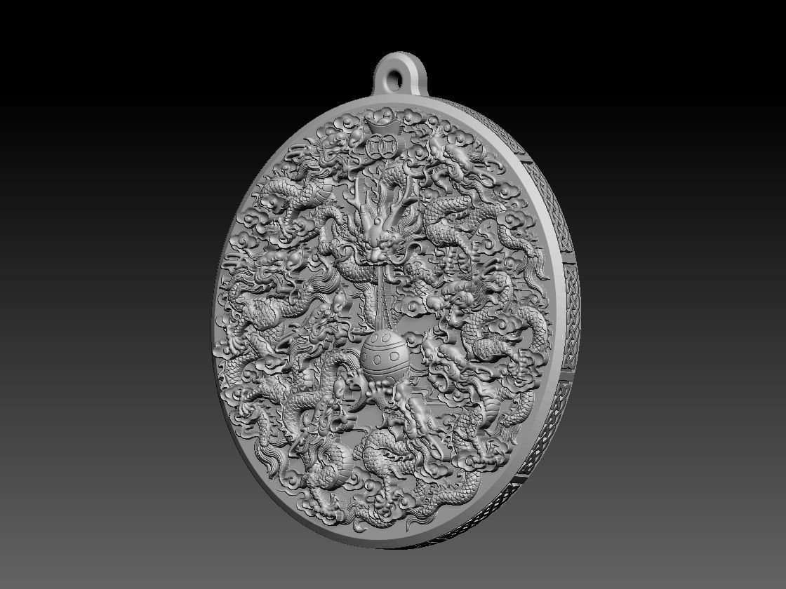 HM Asian Nine Dragons Keychain 3D print model_7