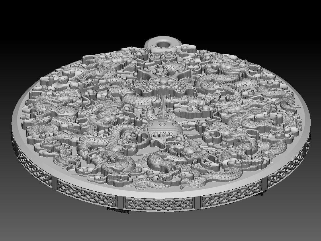 HM Asian Nine Dragons Keychain 3D print model_1