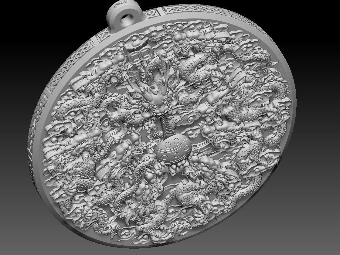 HM Asian Nine Dragons Keychain 3D print model_13