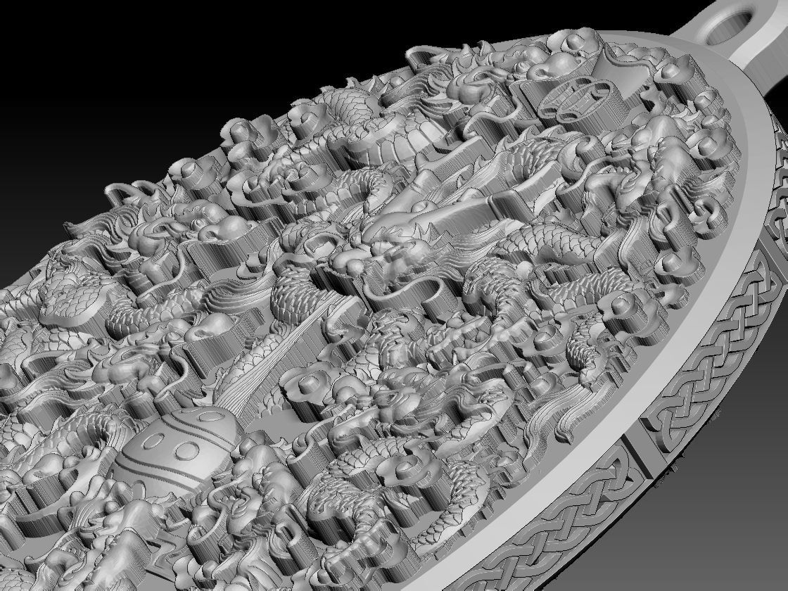 HM Asian Nine Dragons Keychain 3D print model_10