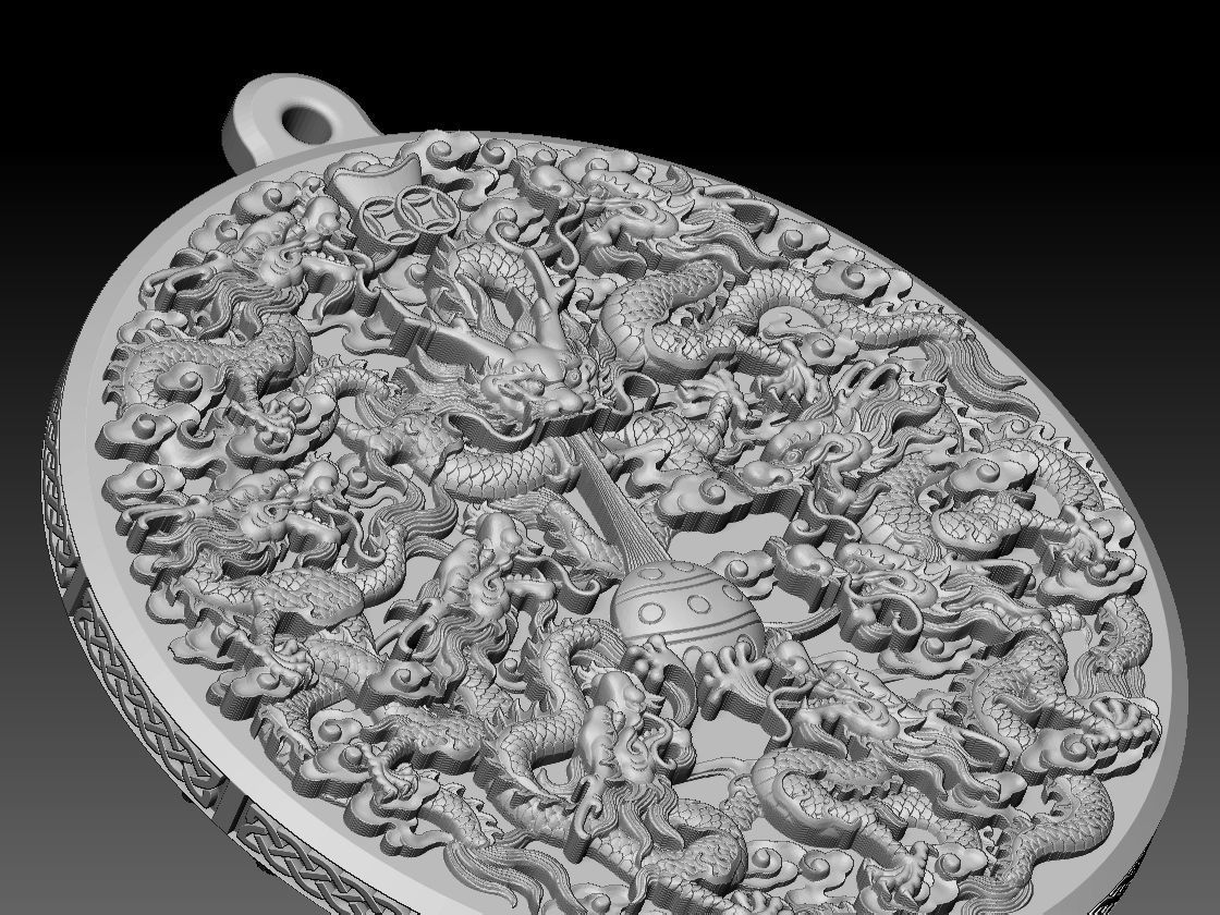 HM Asian Nine Dragons Keychain 3D print model_4