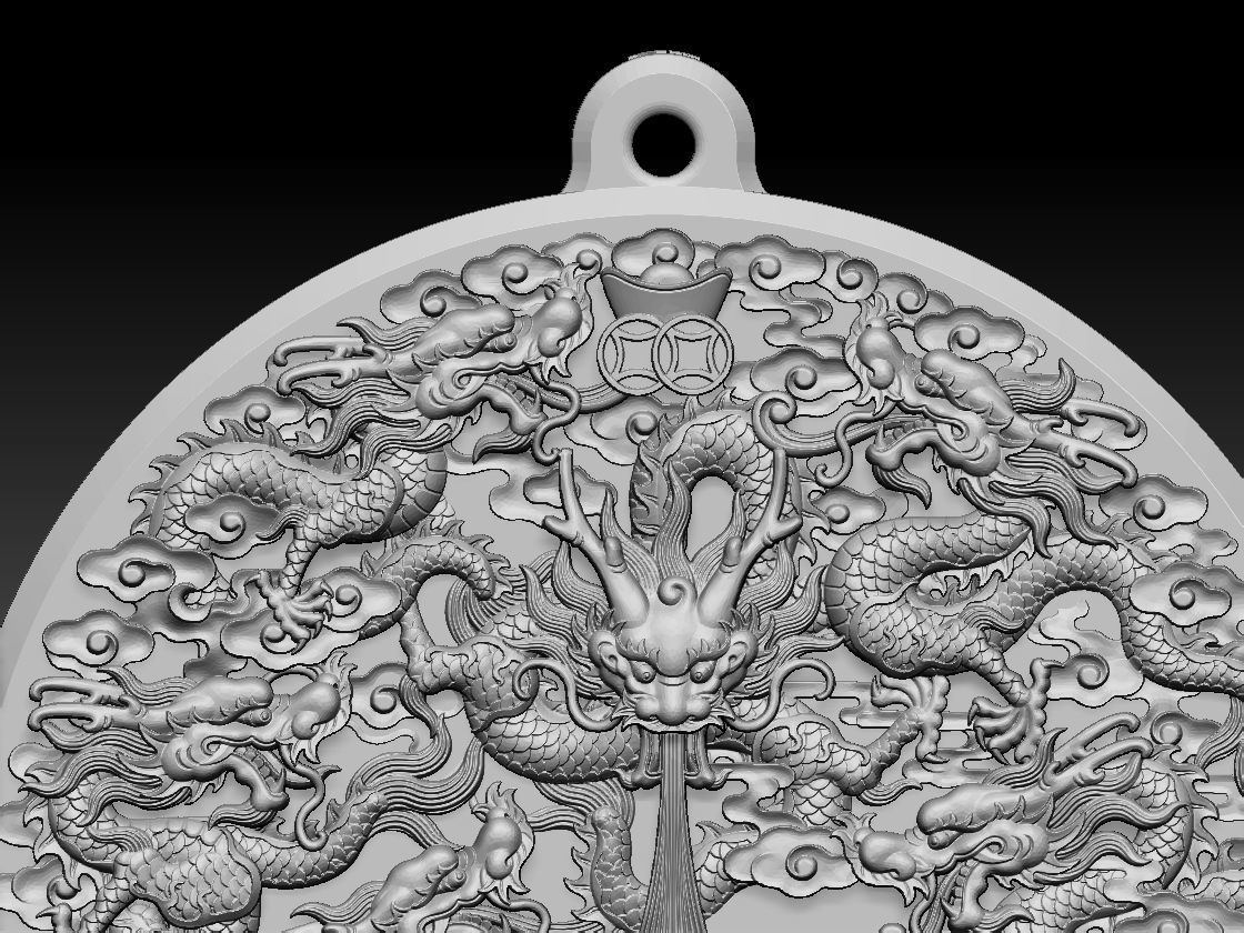 HM Asian Nine Dragons Keychain 3D print model_6