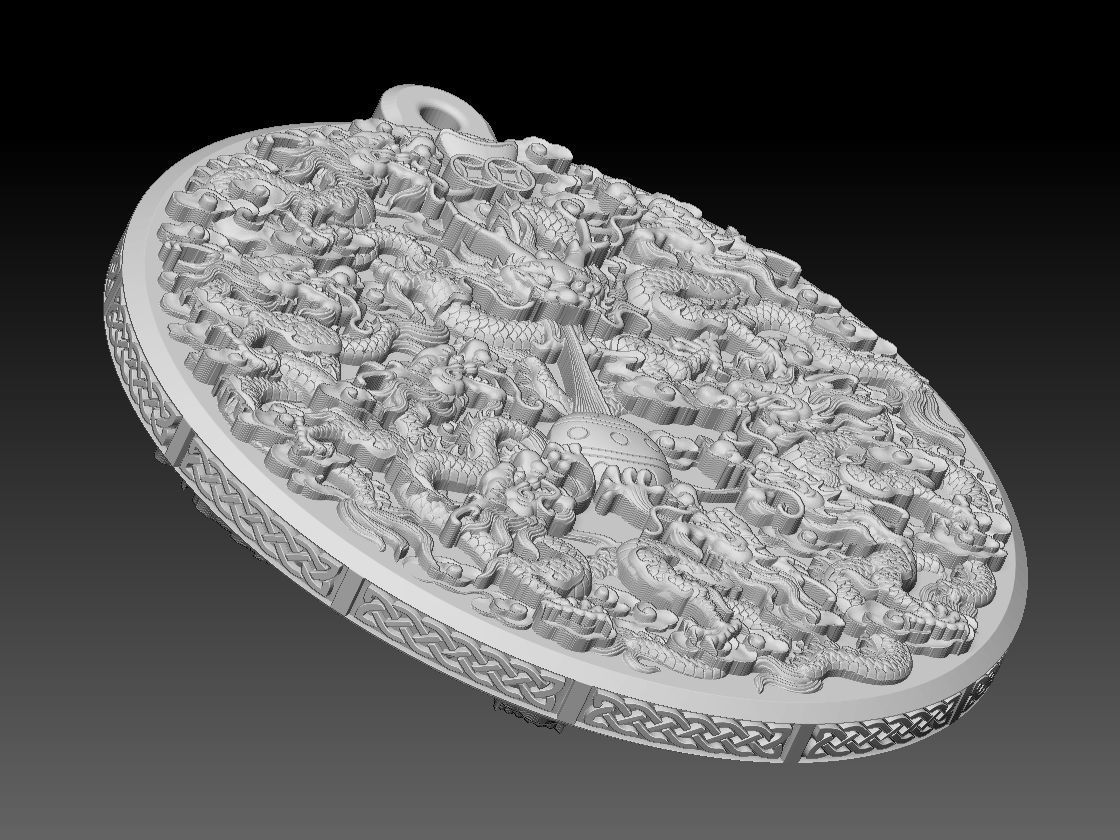 HM Asian Nine Dragons Keychain 3D print model_8