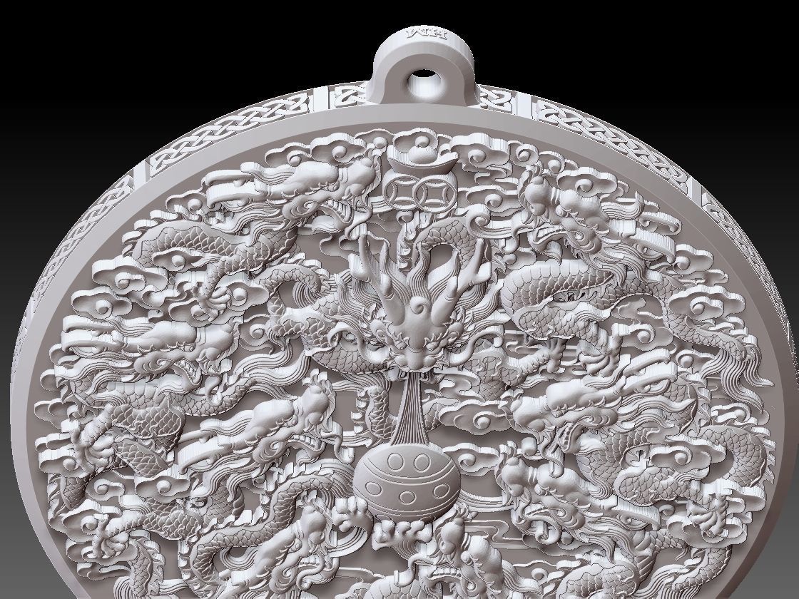 HM Asian Nine Dragons Keychain 3D print model_14