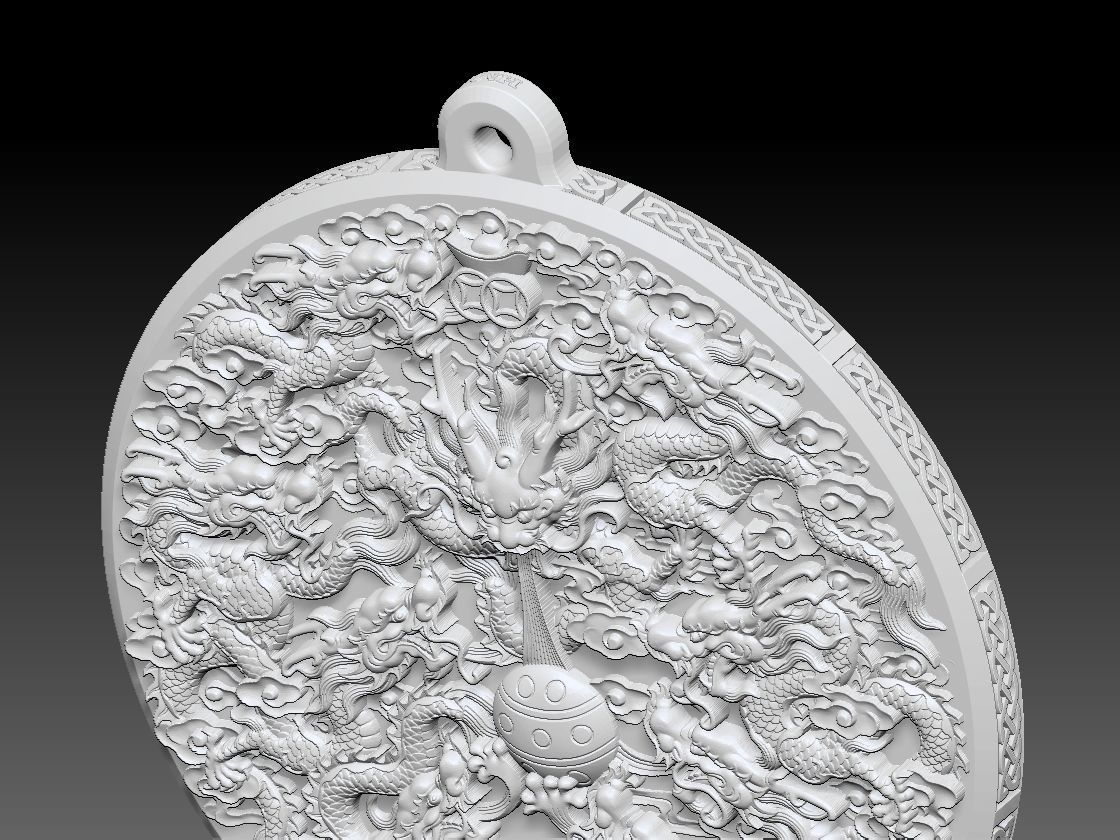 HM Asian Nine Dragons Keychain 3D print model_9