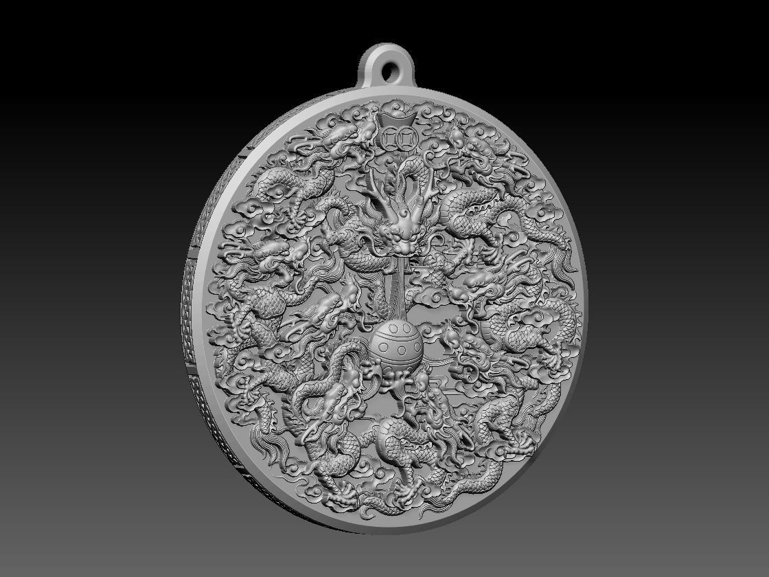 HM Asian Nine Dragons Keychain 3D print model_3