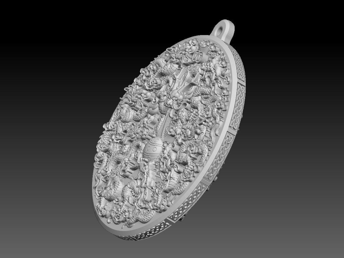 HM Asian Nine Dragons Keychain 3D print model_11