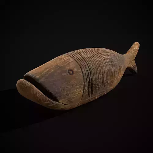 Medieval Wooden Fish Toy Low-poly 3D model