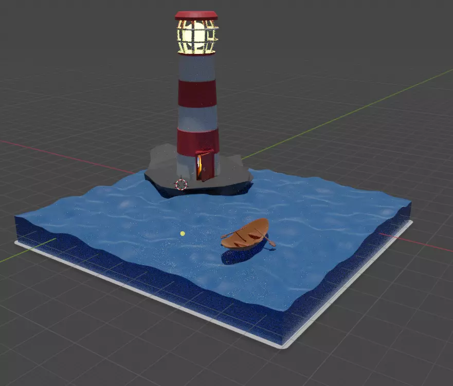 Lighthouse and Wada boats on the horizon  Free low-poly 3D model_0