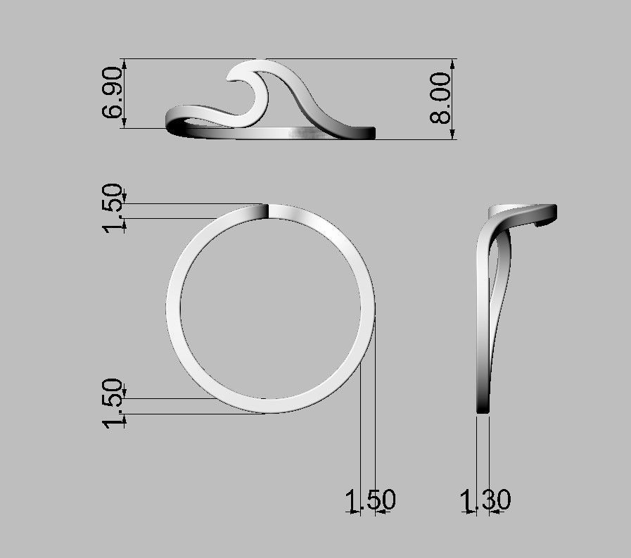 Wave Ring 3D print model_4