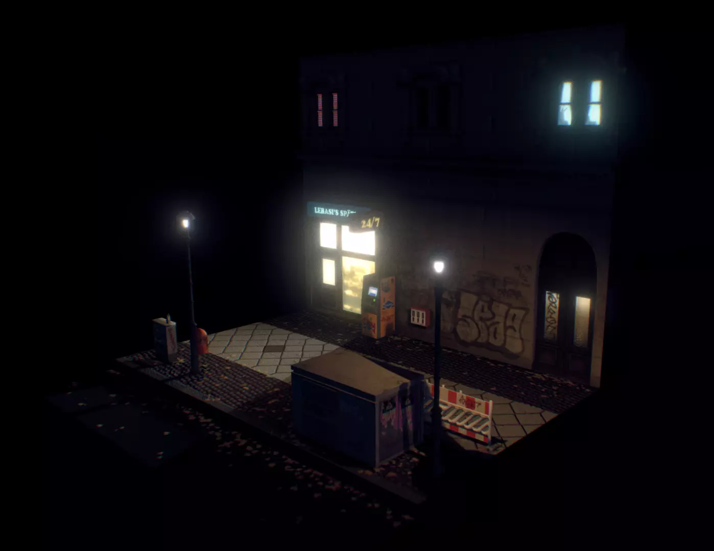 Berlin street by night Free low-poly 3D model