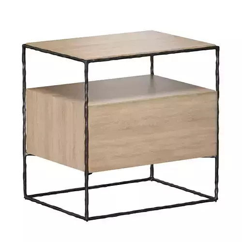 Dahlia Large Hand-Forged Steel and Oak Wood Nightstand