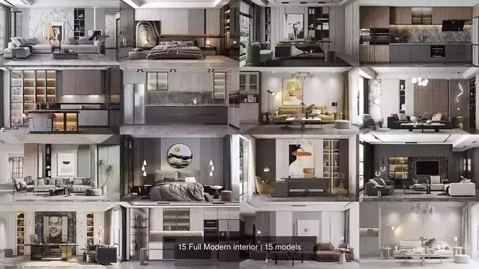 15 Full Modern interior 3D Model Collection