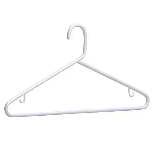 White Plastic Tubular Clothes Hanger 3D model