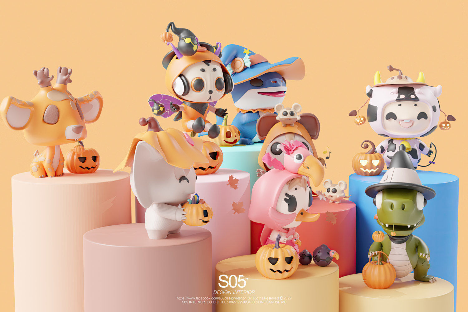 Art Toy Animal Alphabet Set 1 A-H Halloween Character3D Low-poly 3D print model_2