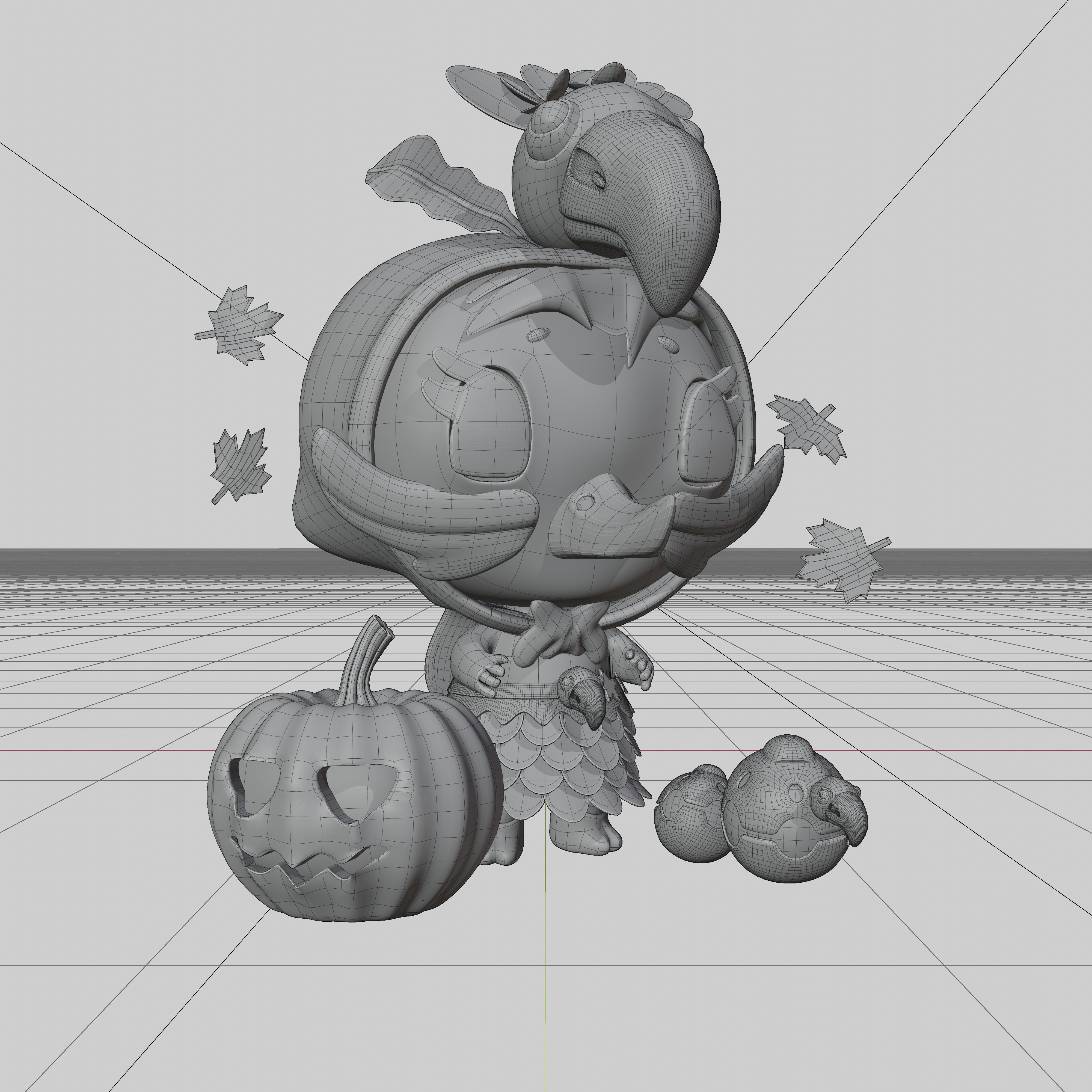 Art Toy Animal Alphabet Set 1 A-H Halloween Character3D Low-poly 3D print model_16