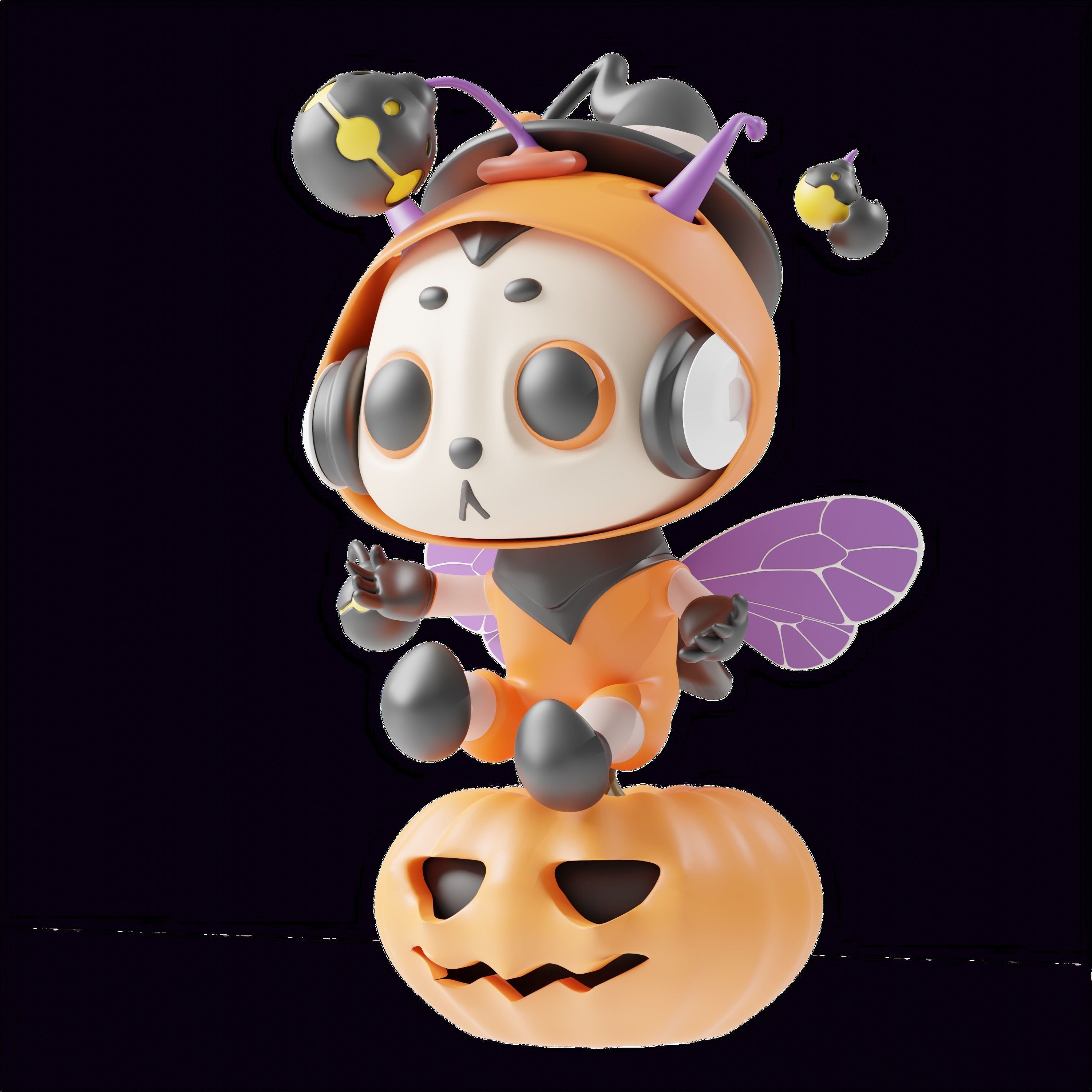 Art Toy Animal Alphabet Set 1 A-H Halloween Character3D Low-poly 3D print model_10