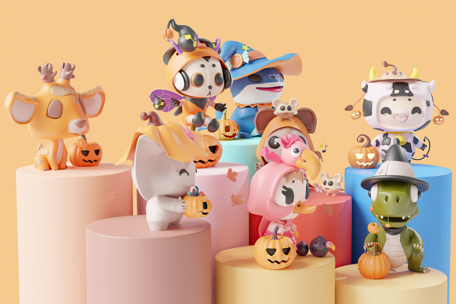 Art Toy Animal Alphabet Set 1 A-H Halloween Character3D Low-poly 3D print model_3