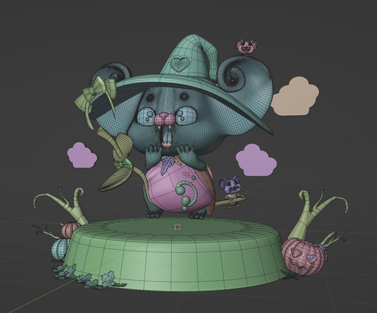 Art Toy Animal Alphabet Set 1 A-H Halloween Character3D Low-poly 3D print model_13