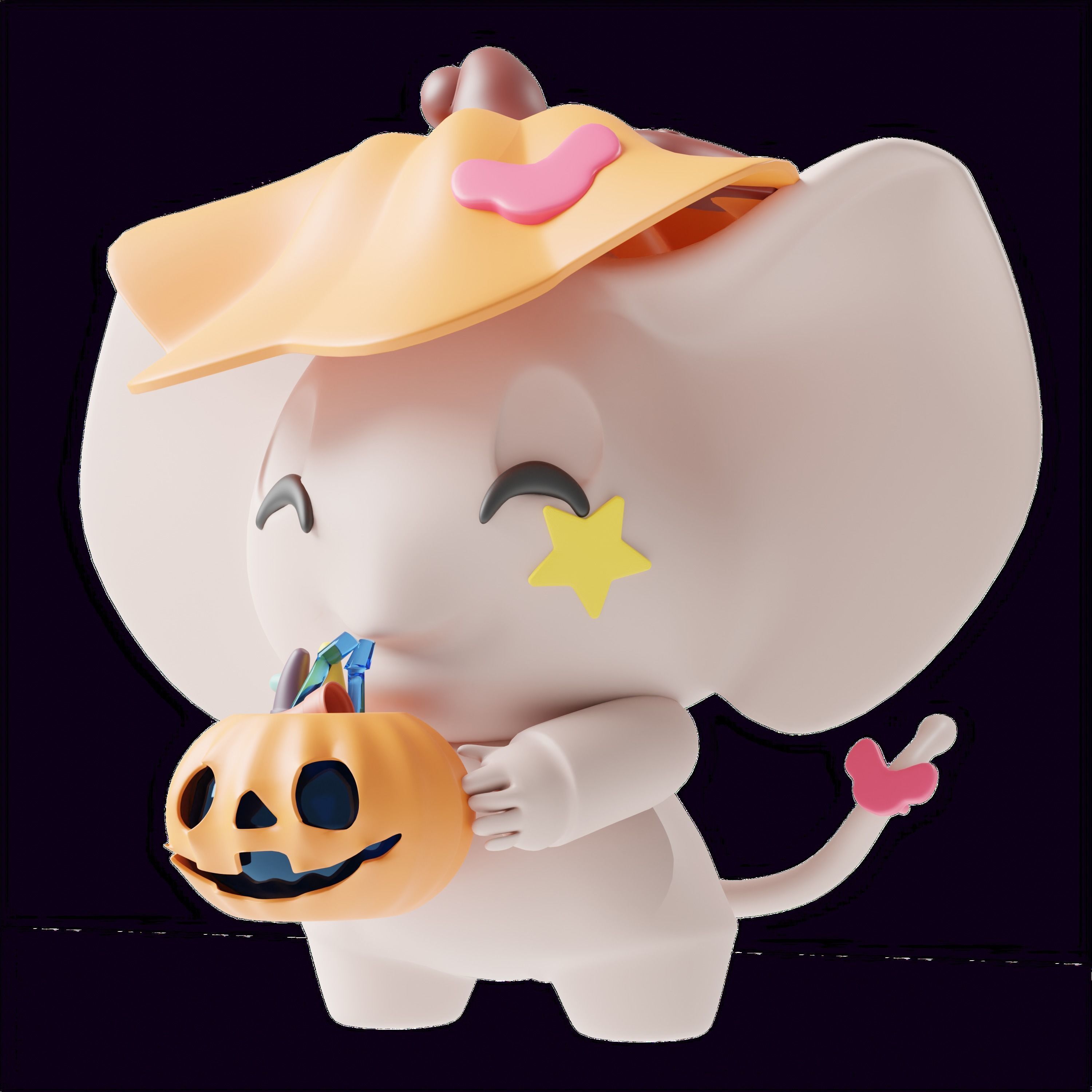 Art Toy Animal Alphabet Set 1 A-H Halloween Character3D Low-poly 3D print model_5